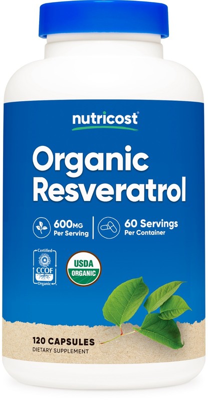 Nutricost Organic Resveratrol (600mg) 120 Capsules – USDA Organic, 60 Servings