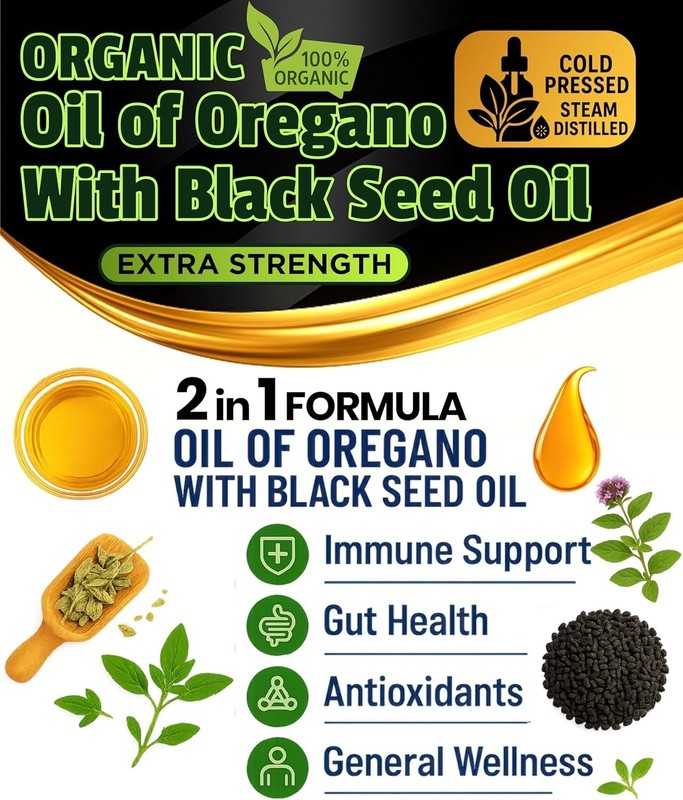Oil Of Oregano With Black Seed Oil - 400 Servings, 2 in 1 Wild Oregano Oil wi... gallery