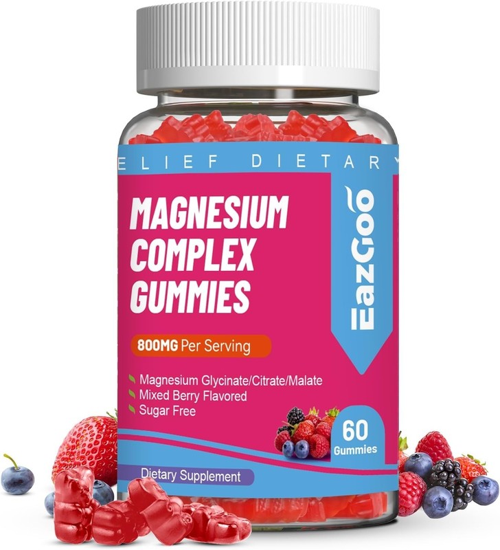 Magnesium Gummies 800mg – Vitamin D3, C, B6, B12 & Zinc Complex with Magnesium G