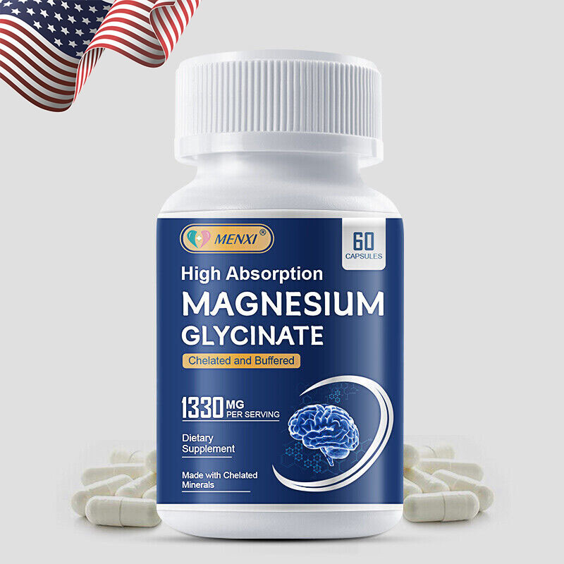 Magnesium Glycinate Capsules 1330mg High Absorption Chelated 1 Month Supply