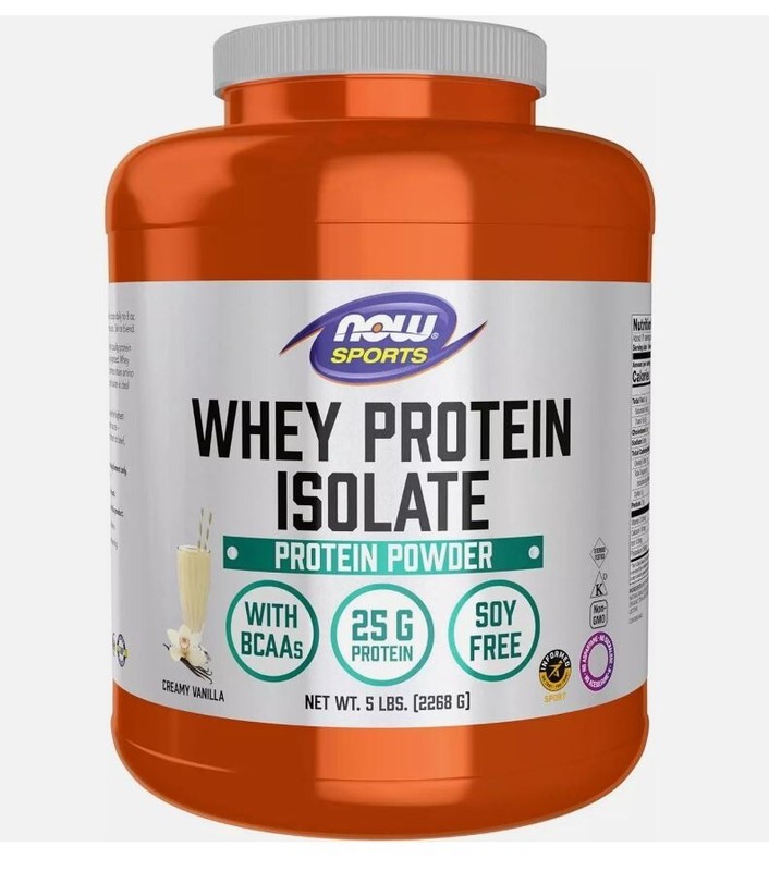 NOW Sports, Whey Protein Isolate 25 g With BCAAs, Creamy VANILLA 5 LB.