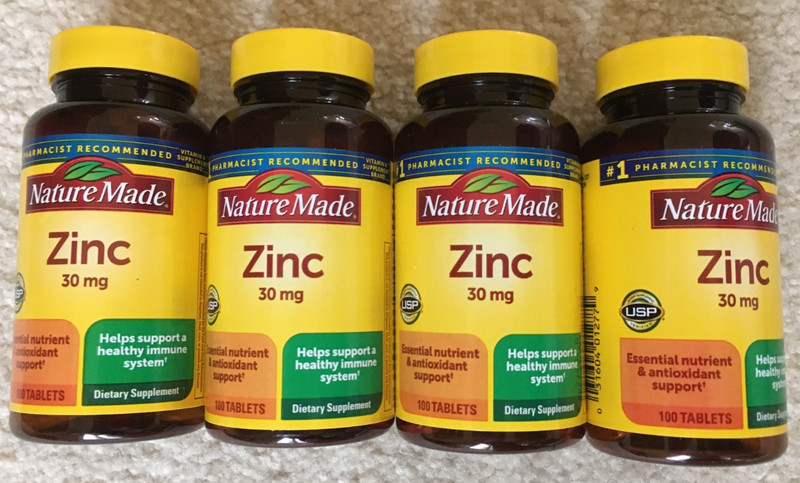 NEW (4-Pk) Nature Made Zinc 30 mg 100 Tablets each (Total 400 Tablets) 09/2028+
