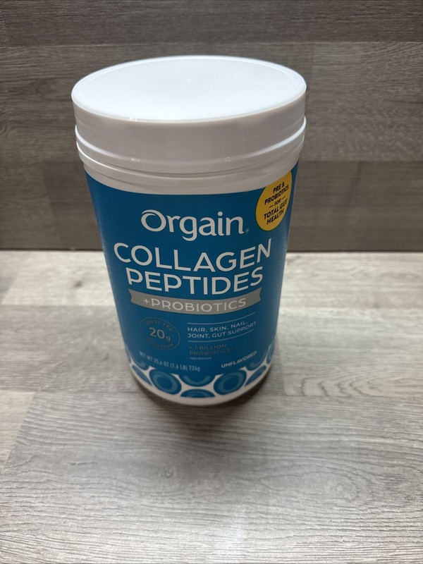 Orgain Collagen Peptides + Probiotics Powder – Unflavored, 1.6lb. Exp. 2/2028